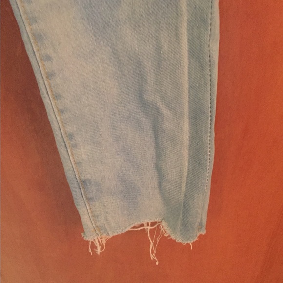 High waist jeans bleached distressed frayed hem - Picture 3 of 11